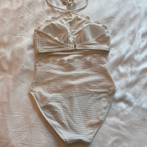 Kate Spade White Scalloped High-waisted Halter Bikini - Picture 3 of 4